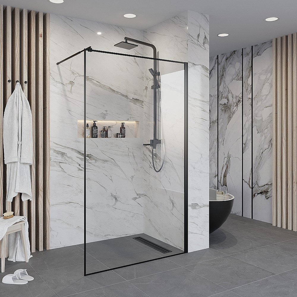 Душевое ограждение Nova NG-687-11BLACK, 110x195, прозрачное стекло купить в интернет-магазине Sanbest