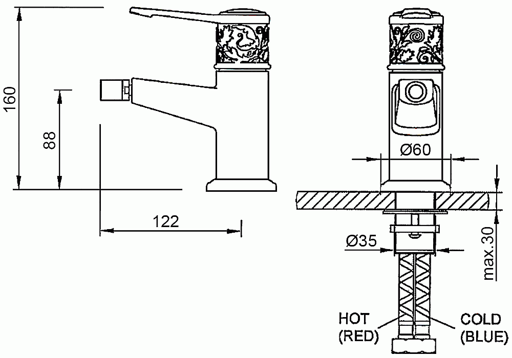 Смеситель для биде Schein CARVING 8065023 купить в интернет-магазине сантехники Sanbest