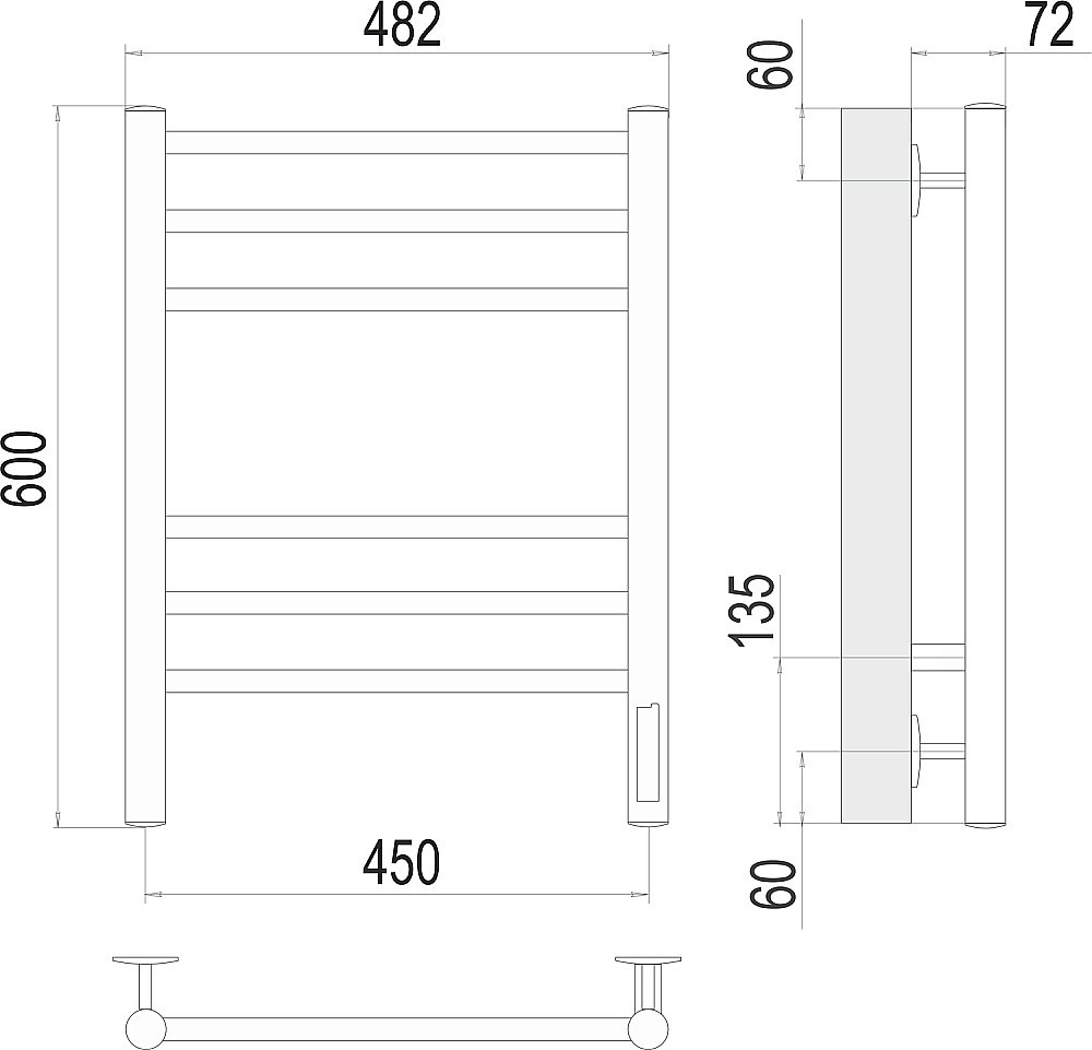 Полотенцесушитель электрический Terminus Аврора П6 450х600 белый матовый купить в интернет-магазине сантехники Sanbest