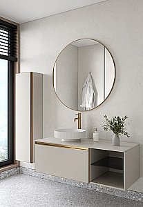 Тумба с раковиной и столешницей Armadi Art QUATRO 6 120 CASHMERE/профиль MATT GOLD для ванной в интернет-магазине Sanbest