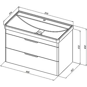 Тумба подвесная с раковиной Aquanet Ирис New 90 336311+329250 белая глянцевая для ванной в интернет-магазине Sanbest