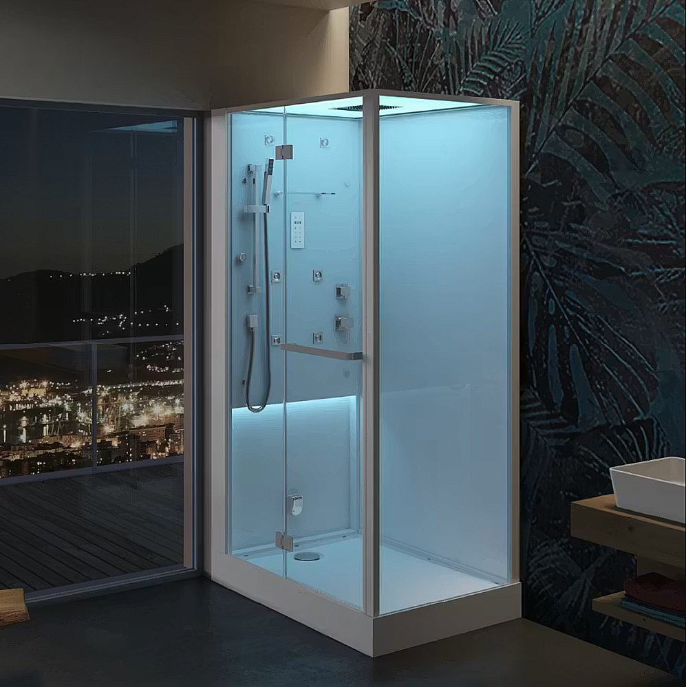 Душевая кабина с гидромассажем Jacuzzi Bali 120х80 BAL12230120 с хамамом, хромотерапией, беспроводная аудио система купить в интернет-магазине Sanbest