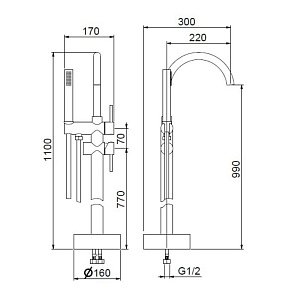 Смеситель для ванны напольный Webert RIMINI RI851101015 хром купить в интернет-магазине сантехники Sanbest