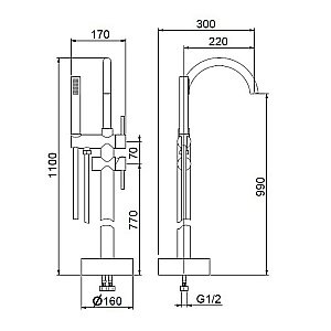 Смеситель для ванны напольный Webert RIMINI RI851101015 хром купить в интернет-магазине сантехники Sanbest
