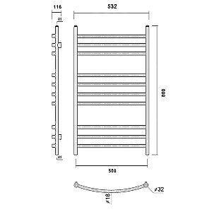 Полотенцесушитель Domoterm Калипсо П10 50x80 черный купить в интернет-магазине сантехники Sanbest