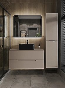 Тумба с раковиной Orange Line 100 Li-100TuLMDF+B02-460MB латте/черный для ванной в интернет-магазине Sanbest