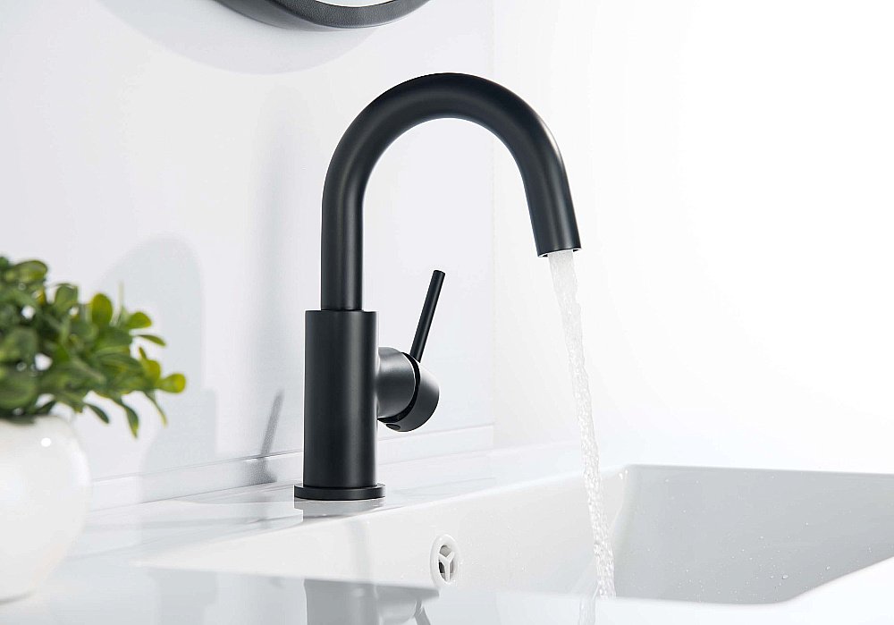 Смеситель для раковины Европа AQ1307MB черный матовый, без донного клапана купить в интернет-магазине сантехники Sanbest