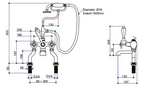 Смеситель для ванны Burlington Regent CLR15-QT GOLD золото купить в интернет-магазине сантехники Sanbest