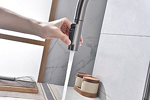 Смеситель для кухни Paulmark Universal Un213880-GM вороненая сталь купить в интернет-магазине сантехники Sanbest