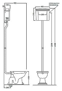 Унитаз напольный Kerasan Retro 1010 с высоким бачком 1080 Белый/хром купить в интернет-магазине Sanbest