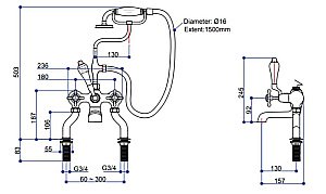 Смеситель для ванны Burlington Regent CLR15-QT GOLD золото купить в интернет-магазине сантехники Sanbest