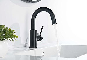 Смеситель для раковины Европа AQ1307MB черный матовый, без донного клапана купить в интернет-магазине сантехники Sanbest