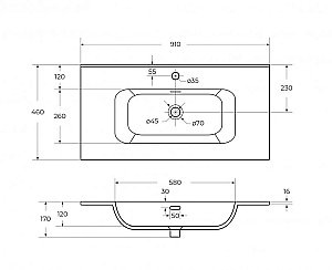 Тумба с раковиной Cezares ECO-CER-N 90 ECO-CER-N-900-2C-SO-BL+CZR-8095-90 Bianco Lucido для ванной в интернет-магазине Sanbest