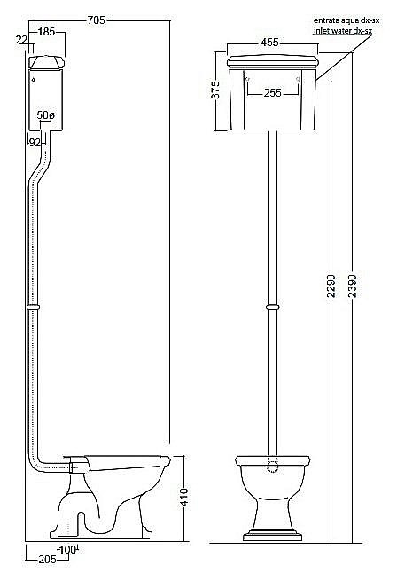 Унитаз напольный Kerasan Retro 1010 с высоким бачком 1080 Белый/хром купить в интернет-магазине Sanbest