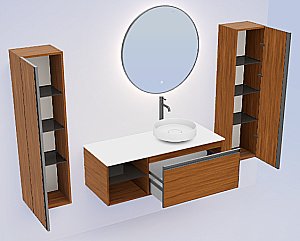 Тумба с раковиной и столешницей Armadi Art QUATRO 6 120 WILLOW/профиль ANTHRACITE для ванной в интернет-магазине Sanbest