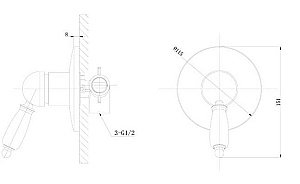 Смеситель для душа Caprigo Adria Uno Black 02B-550-vot бронза/черный купить в интернет-магазине сантехники Sanbest