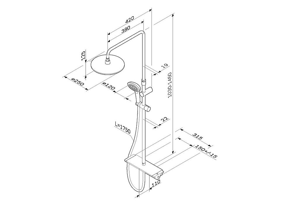 Душевая система AM.PM Spirit 2.0 F0770A400 купить в интернет-магазине сантехники Sanbest