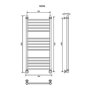 Полотенцесушитель водяной Veconi Voga V12050CH хром купить в интернет-магазине сантехники Sanbest