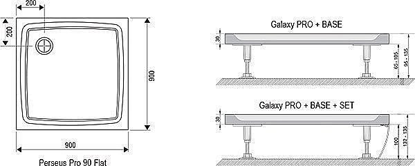 Душевой поддон Ravak Galaxy Pro Flat Perseus 90х90 купить в интернет-магазине Sanbest