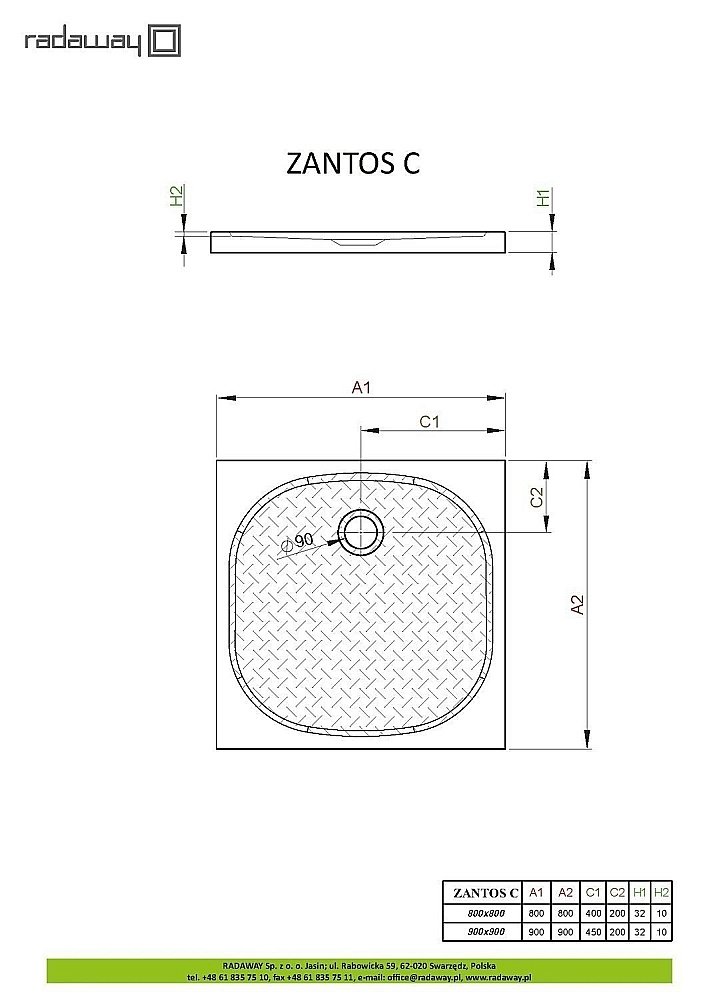 Душевой поддон Radaway Zantos C M3ZNC9090-06 90x90 белый купить в интернет-магазине Sanbest