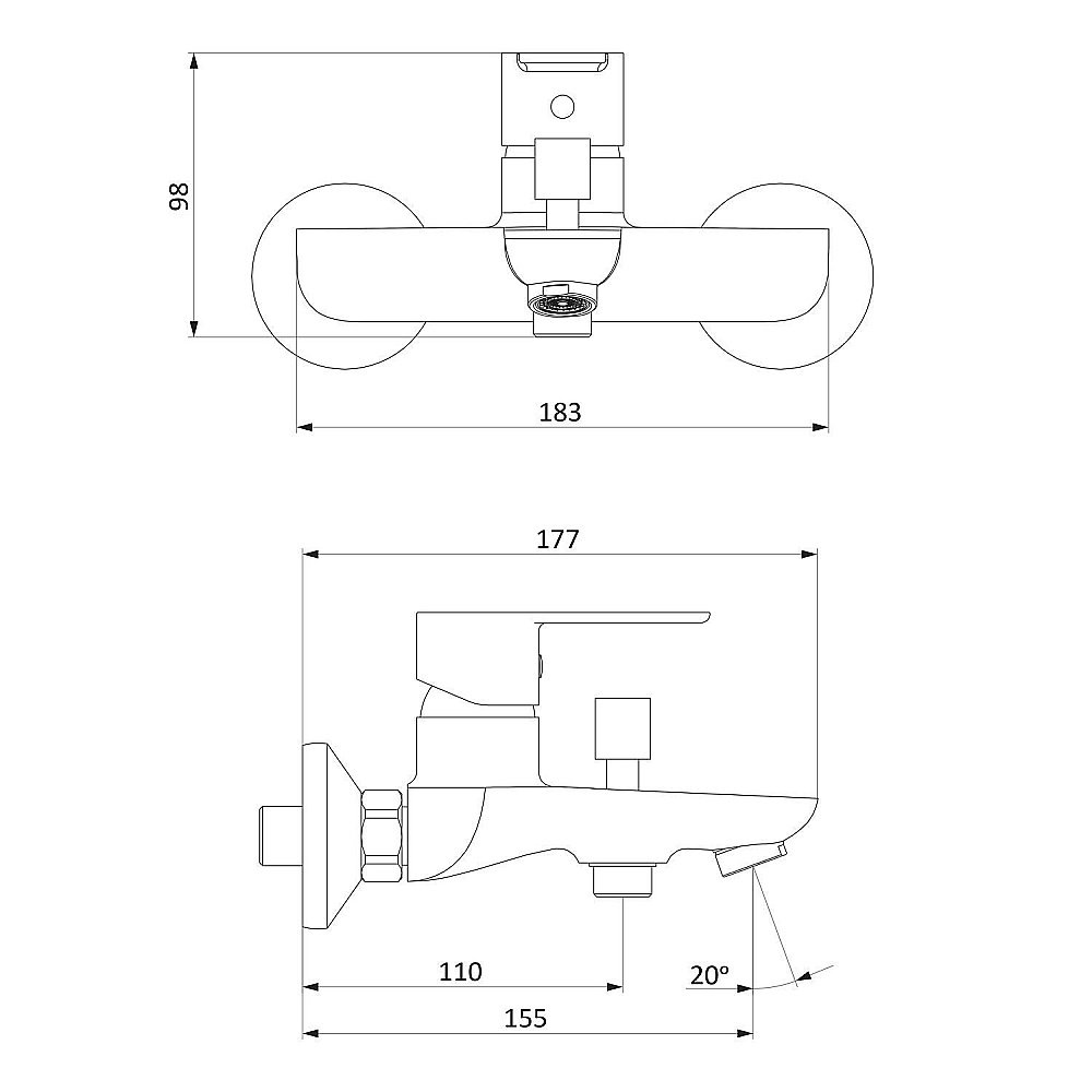 Смеситель для ванны RedBlu by Damixa Origin Elegance 841000000 купить в интернет-магазине сантехники Sanbest