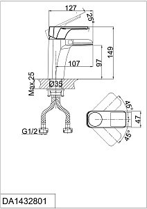 Смеситель для раковины D&K Berlin Technische DA1432815 купить в интернет-магазине сантехники Sanbest