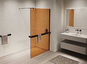 Душевое ограждение Vincea Walk-In VSW-1HR900GSB 90 черный/стекло янтарь купить в интернет-магазине Sanbest