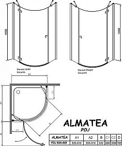 Душевой уголок Radaway Almatea PDJ 90х90x195 стекло графит/профиль хром купить в интернет-магазине Sanbest