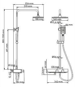 Душевая система WasserKRAFT Abens 2000 A11401 Thermo купить в интернет-магазине сантехники Sanbest