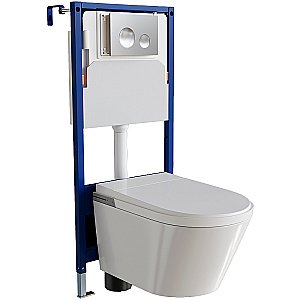 Унитаз подвесной с инсталляцией RGW SW-70 63420270-01 белый, безободковый, с крышкой микролифт, слив торнадо купить в интернет-магазине Sanbest