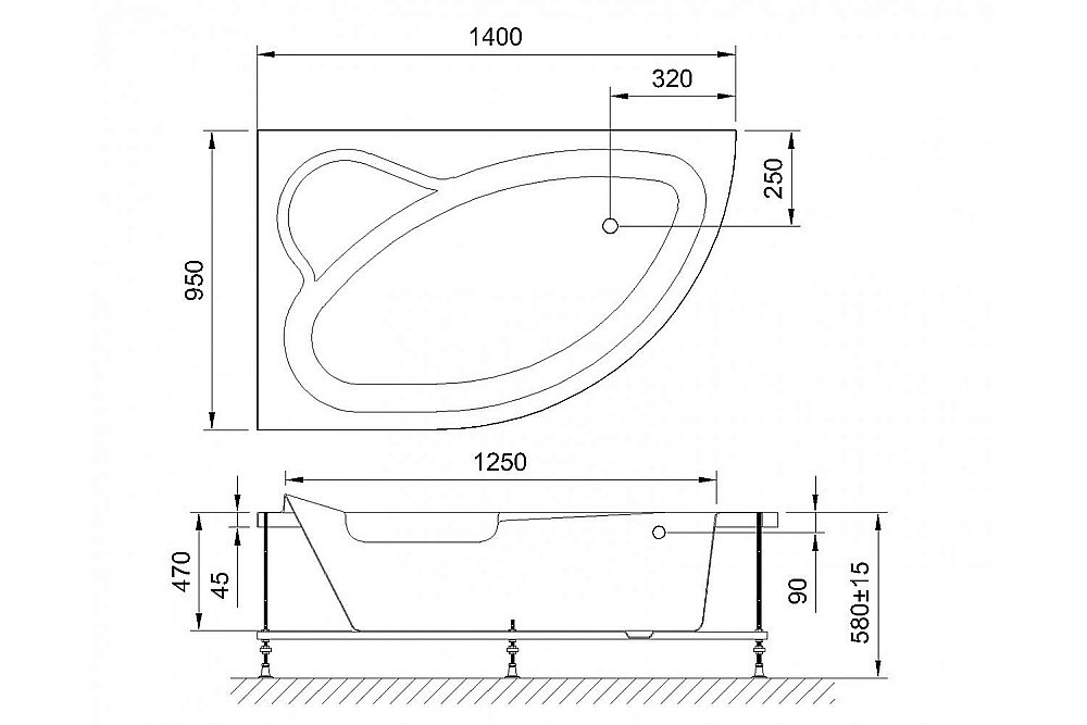 Акриловая ванна Royal Bath Alpine De Luxe RB819103DL 140x95 белая с гидромассажем купить в интернет-магазине Sanbest