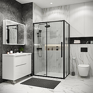 Душевой уголок Grossman Cosmo 130х100 120.K33.02.1310.21.02 стекло шиншилла/профиль черный матовый купить в интернет-магазине Sanbest