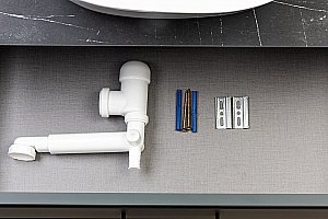 Тумба с раковиной La Fenice Elba Twin 80 бежевая матовая/столешница черная для ванной в интернет-магазине Sanbest