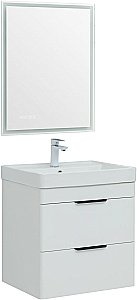 Тумба с раковиной Aquanet Ирис new 60 подвесная белый глянец для ванной в интернет-магазине Sanbest