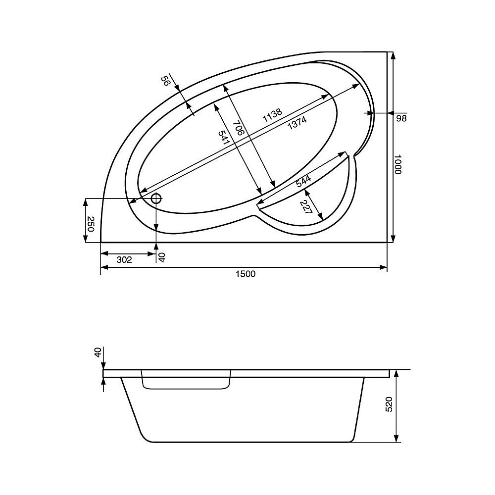 Ванна акриловая Santek Шри-Ланка 150x100 белая купить в интернет-магазине Sanbest