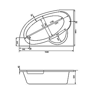 Ванна акриловая Santek Шри-Ланка 150x100 белая купить в интернет-магазине Sanbest