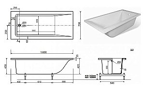 Ванна Aquanet Bright Stone 160х70 AQ-00332876 белая купить в интернет-магазине Sanbest