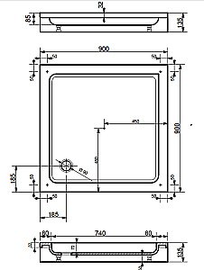 Душевой поддон Эстет Гамма М 90x90 белый купить в интернет-магазине Sanbest