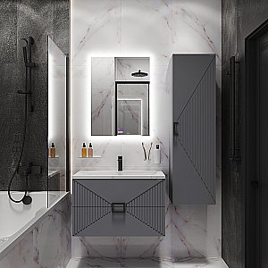 Тумба с раковиной подвесная Grossman ЛУКСОР 70 с 2-я ящ, графит матовая для ванной в интернет-магазине Sanbest