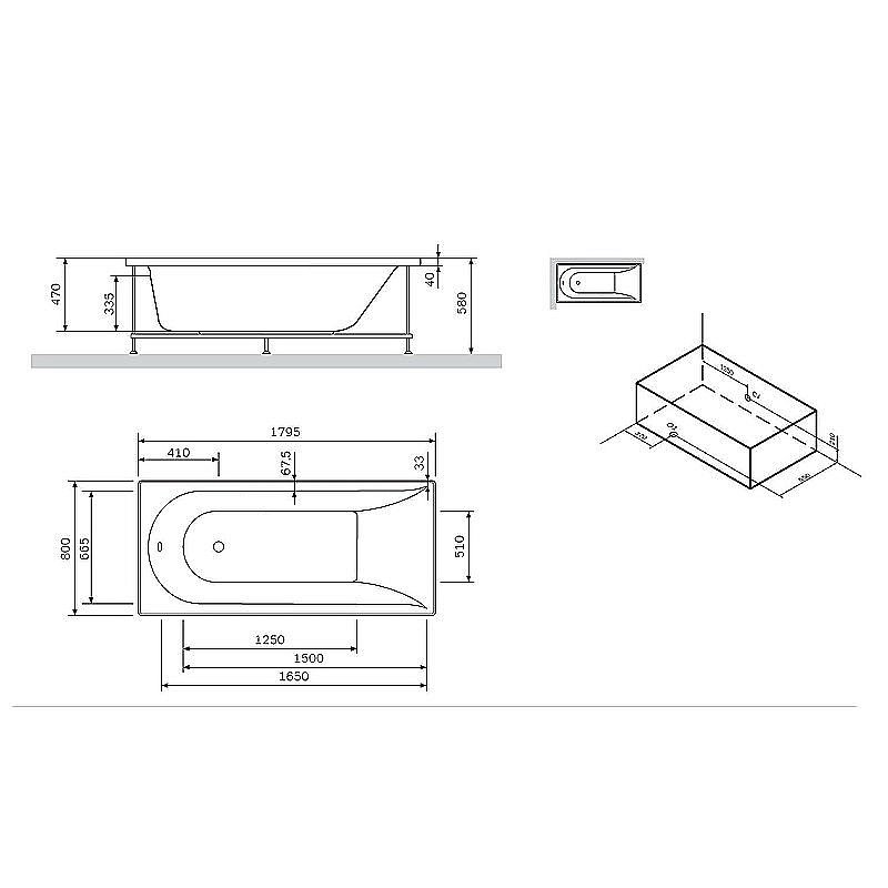 Ванна акриловая AM.PM Spirit W72A-180-080W-A2 180x80 купить в интернет-магазине Sanbest
