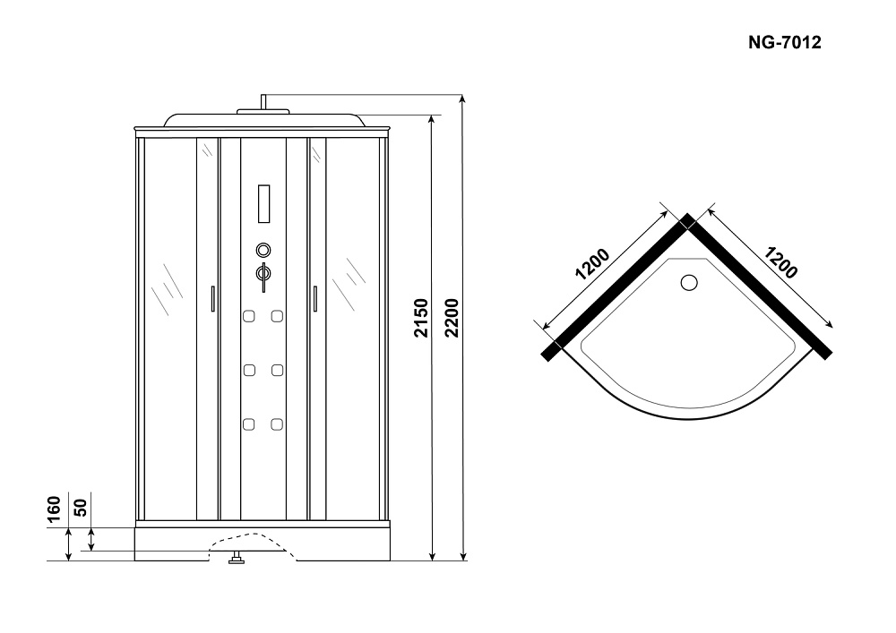 Душевая кабина Niagara Ultra NG-7012-01 120x120 купить в интернет-магазине Sanbest