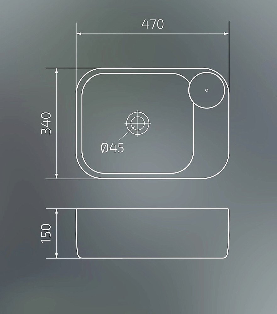 Раковина накладная Gid Creativo 47 N9266 51173 белая купить в интернет-магазине Sanbest