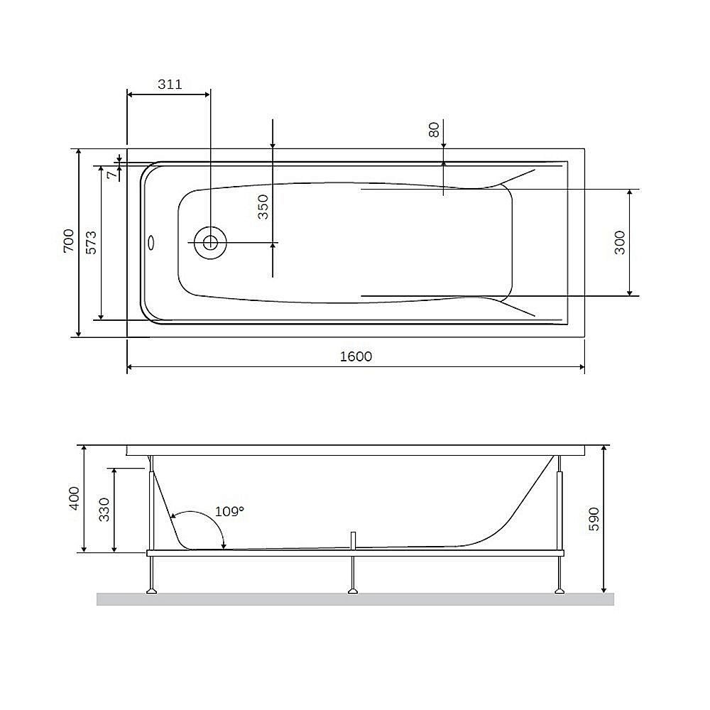 Ванна AM.PM Gem 160х70 купить в интернет-магазине Sanbest
