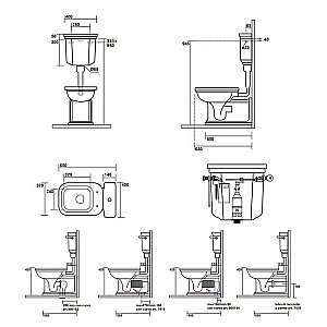 Унитаз напольный Kerasan Waldorf 4116 c низким бачком 4183 Белый/ручка бронза купить в интернет-магазине Sanbest