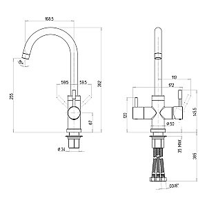 Смеситель для кухни PAINI Cox 7855643CR3V11L2KM сахара купить в интернет-магазине сантехники Sanbest