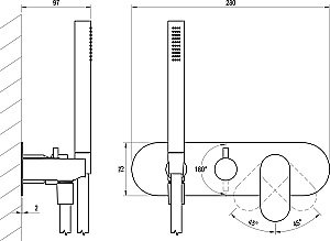 Смеситель для душа Ravak Eleganta X070337 графит купить в интернет-магазине сантехники Sanbest