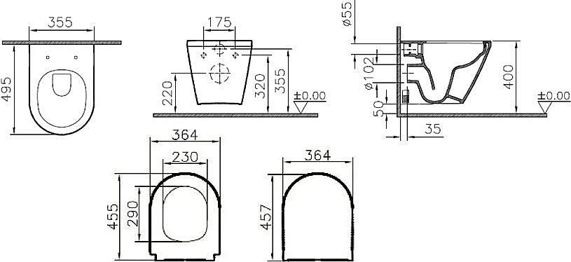 Унитаз Vitra INTEGRA ROUND 9856B003-7205 безободковый с инсталляцией, с крышкой микролифт купить в интернет-магазине Sanbest