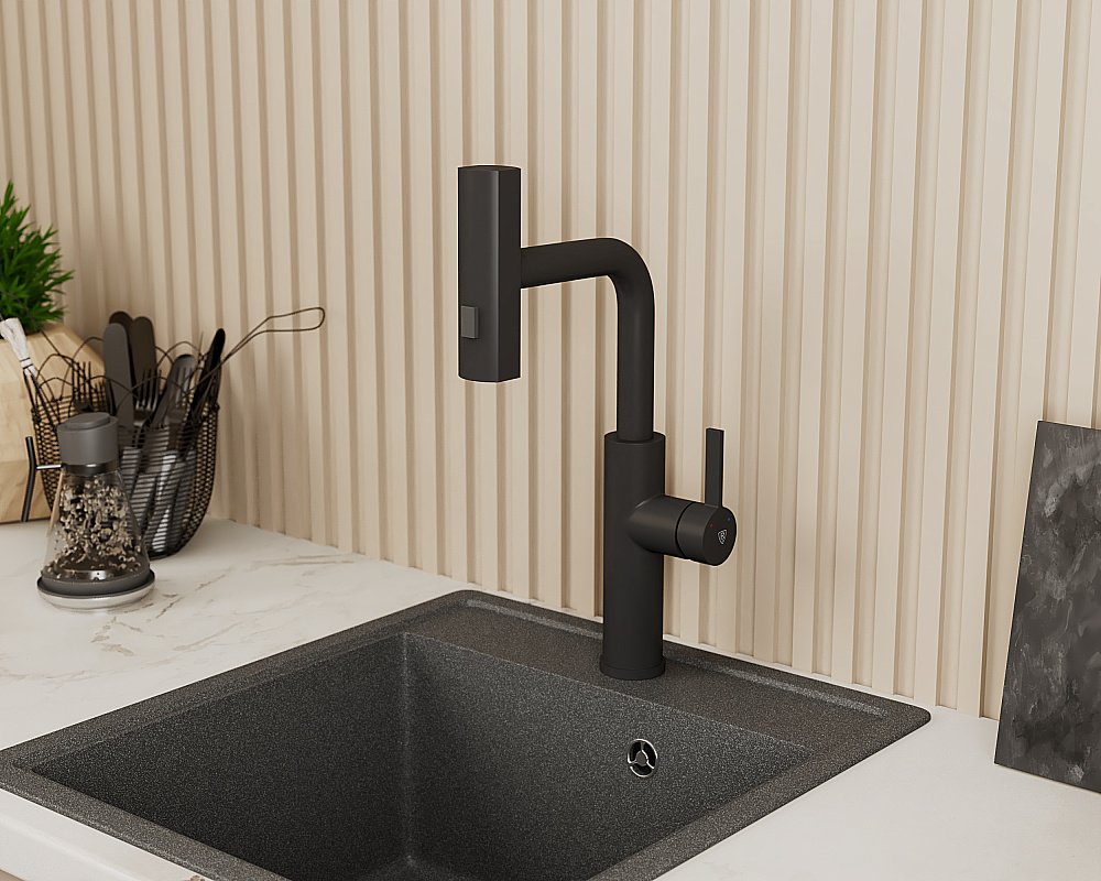 Смеситель для кухни Rush Tinos TI3732-18Black черный матовый купить в интернет-магазине сантехники Sanbest