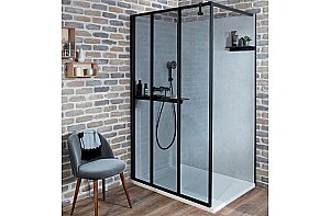 Душевое ограждение Jacob Delafon Nouvelle Vague 80 стекло прозрачное/профиль черный купить в интернет-магазине Sanbest
