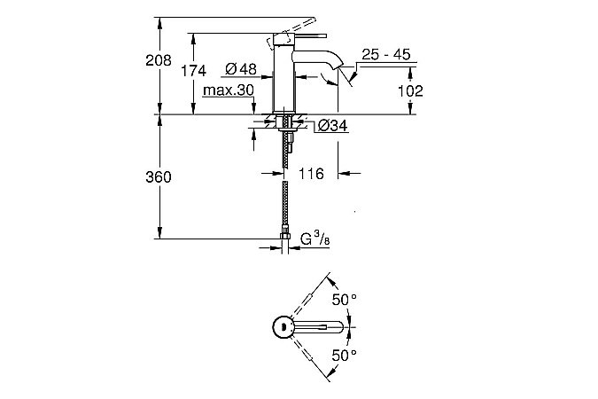 Смеситель для раковины Grohe Essence New 23590GN1 холодный рассвет матовый купить в интернет-магазине сантехники Sanbest